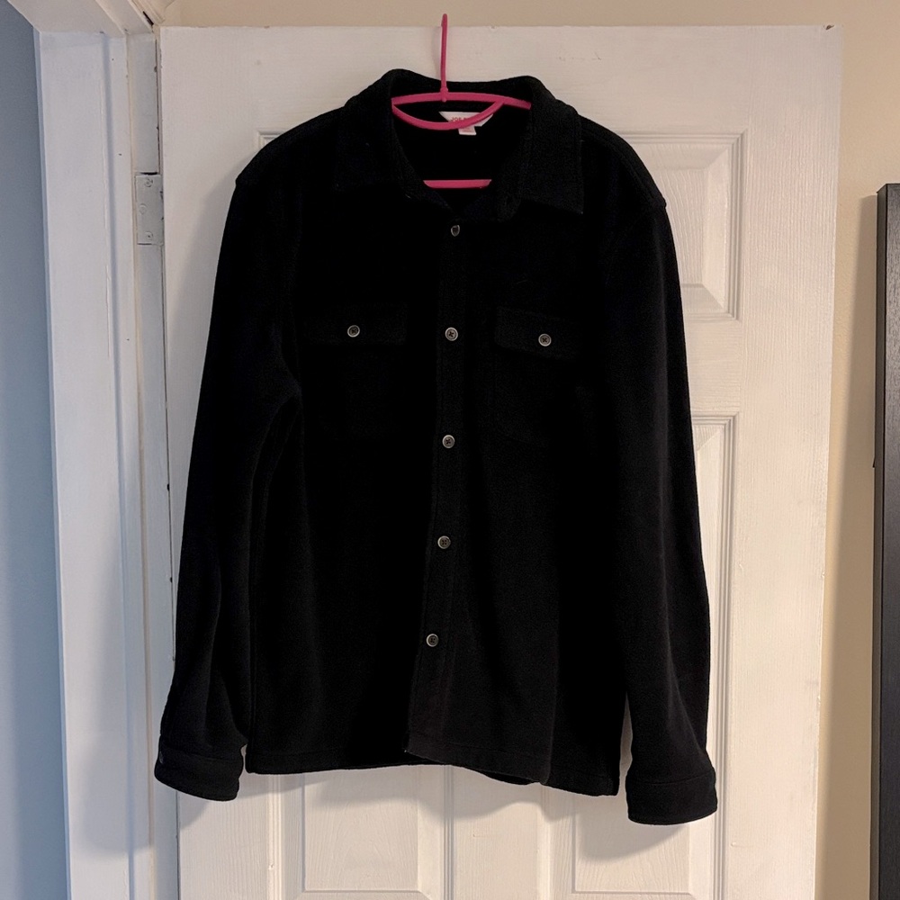 Black fleece button up